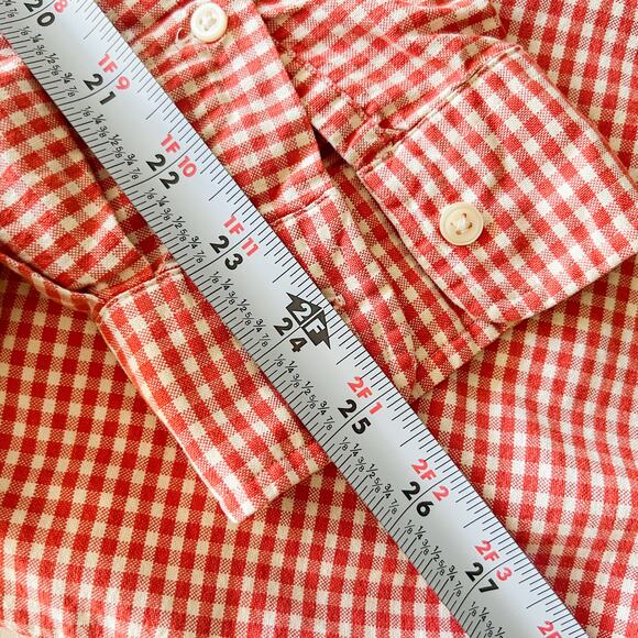 VTG Ralph Lauren Y2K Check Long Sleeved Button Down 100 Cotton Men's XL Orange - Picture 8 of 10